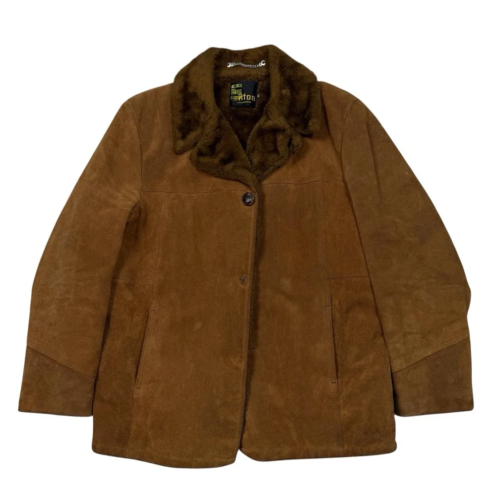 Vintage Silton California‎ Coat Suede Leather Jacket Fur Lined Men's Size 46